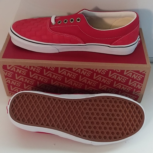 VANS Debossed Checkerboard Red Era Men's Sneakers - Picture 9 of 11